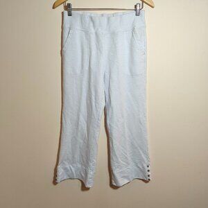 Wild Palms 100% Cotton Slub Knit Bootcut Crop Pull On Yoga Pant sz S White Beach